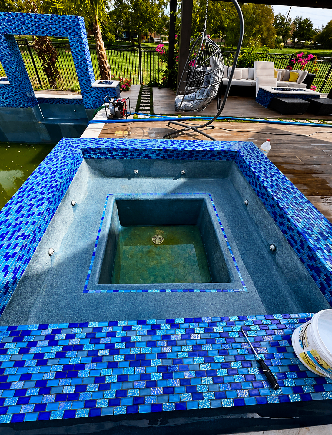 Luxury blue tile spa cleaning